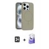 MARSİLYAN™- iPhone 16 Pro Max Kılıf Yankı Form Serisi - Siyah Bilvis 5in1 5D Magic Hayalet Cam Ekran Koruyucu + PVD Metal Kamera Lens - SH