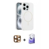 MARSİLYAN™- iPhone 16 Pro Max Kılıf Yankı Form Serisi - Siyah Bilvis 5in1 5D Magic Hayalet Cam Ekran Koruyucu + Pers Alüminyum Kamera Lens - CLTM