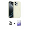 MARSİLYAN™- iPhone 16 Pro Max Kılıf Yankı Form Serisi - Siyah Bilvis 5in1 5D Magic Hayalet Cam Ekran Koruyucu + PVD Metal Kamera Lens - GS