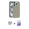 MARSİLYAN™- iPhone 16 Pro Max Kılıf Yankı Form Serisi - Siyah Bilvis 5in1 5D Magic Hayalet Cam Ekran Koruyucu + Pers Alüminyum Kamera Lens - GS