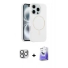 MARSİLYAN™- iPhone 16 Pro Max Kılıf Yankı Form Serisi - Siyah Bilvis 5in1 5D Magic Hayalet Cam Ekran Koruyucu + Pers Alüminyum Kamera Lens - GI