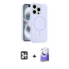 MARSİLYAN™- iPhone 16 Pro Max Kılıf Yankı Form Serisi - Siyah Bilvis 5in1 5D Magic Hayalet Cam Ekran Koruyucu + PVD Metal Kamera Lens - GS