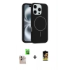 MARSİLYAN™- iPhone 16 Pro Max Kılıf Yankı Form Serisi - Siyah Buffer Cam Ekran Koruyucu + Raze Metal Kamera Lens - NLGY