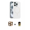 MARSİLYAN™- iPhone 16 Pro Max Kılıf Yankı Form Serisi - Siyah Buffer Cam Ekran Koruyucu + Pers Alüminyum Kamera Lens - CLTM