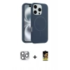 MARSİLYAN™- iPhone 16 Pro Max Kılıf Yankı Form Serisi - Siyah Buffer Cam Ekran Koruyucu + Pers Alüminyum Kamera Lens - GI
