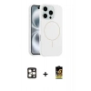 MARSİLYAN™- iPhone 16 Pro Max Kılıf Yankı Form Serisi - Siyah Buffer Cam Ekran Koruyucu + PVD Metal Kamera Lens - GD