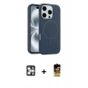 MARSİLYAN™- iPhone 16 Pro Max Kılıf Yankı Form Serisi - Siyah Buffer Cam Ekran Koruyucu + PVD Metal Kamera Lens - GS