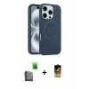 MARSİLYAN™- iPhone 16 Pro Max Kılıf Yankı Form Serisi - Siyah Buffer Cam Ekran Koruyucu + Raze Metal Kamera Lens - SH