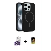 MARSİLYAN™- iPhone 16 Pro Max Kılıf Yankı Form Serisi - Siyah Buffer Cam Ekran Koruyucu + Bilvis Titan Kamera Lens - SH