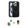 MARSİLYAN™- iPhone 16 Pro Max Kılıf Yankı Form Serisi - Siyah Buffer Cam Ekran Koruyucu + Siyah Raze Metal Kamera Lens