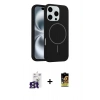 MARSİLYAN™- iPhone 16 Pro Max Kılıf Yankı Form Serisi - Siyah Buffer Cam Ekran Koruyucu + Titanyum Gri Bilvis Titan Kamera Lens