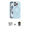 MARSİLYAN™- iPhone 16 Pro Max Kılıf Yankı Form Serisi - Siyah Buffer Hayalet Cam Ekran Koruyucu + Pers Alüminyum Kamera Lens - GS