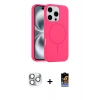 MARSİLYAN™- iPhone 16 Pro Max Kılıf Yankı Form Serisi - Siyah Buffer Hayalet Cam Ekran Koruyucu + Pers Alüminyum Kamera Lens - GS