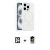 MARSİLYAN™- iPhone 16 Pro Max Kılıf Yankı Form Serisi - Siyah Buffer Hayalet Cam Ekran Koruyucu + PVD Metal Kamera Lens - GS