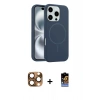 MARSİLYAN™- iPhone 16 Pro Max Kılıf Yankı Form Serisi - Siyah Buffer Hayalet Cam Ekran Koruyucu + Pers Alüminyum Kamera Lens - CLTM