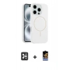 MARSİLYAN™- iPhone 16 Pro Max Kılıf Yankı Form Serisi - Siyah Buffer Hayalet Cam Ekran Koruyucu + PVD Metal Kamera Lens - SH