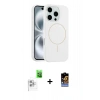 MARSİLYAN™- iPhone 16 Pro Max Kılıf Yankı Form Serisi - Siyah Buffer Hayalet Cam Ekran Koruyucu + Raze Metal Kamera Lens - BZ