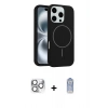 MARSİLYAN™- iPhone 16 Pro Max Kılıf Yankı Form Serisi - Siyah Joko Magic 5D Cam + Pers Alüminyum Kamera Lens - GS