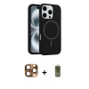 MARSİLYAN™- iPhone 16 Pro Max Kılıf Yankı Form Serisi - Siyah Joko Magic 5D Hayalet Cam + Pers Alüminyum Kamera Lens - CLTM