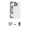 MARSİLYAN™- iPhone 16 Pro Max Kılıf Yankı Form Serisi - Siyah Joko Magic 5D Hayalet Cam + Pers Alüminyum Kamera Lens - GS