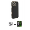 MARSİLYAN™- iPhone 16 Pro Max Kılıf Yankı Serisi - Şeffaf 360 Full Body Arka Koruyucu + Pers Alüminyum Kamera Lens - GI