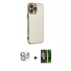 MARSİLYAN™- iPhone 16 Pro Max Kılıf Yankı Serisi - Şeffaf 360 Full Body Arka Koruyucu + Pers Alüminyum Kamera Lens - GS