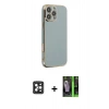 MARSİLYAN™- iPhone 16 Pro Max Kılıf Yankı Serisi - Şeffaf 360 Full Body Arka Koruyucu + PVD Metal Kamera Lens - SH