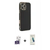 MARSİLYAN™- iPhone 16 Pro Max Kılıf Yankı Serisi - Şeffaf Pasifik Cam Ekran Koruyucu + Bilvis Titan Kamera Lens - TMGI