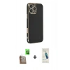 MARSİLYAN™- iPhone 16 Pro Max Kılıf Yankı Serisi - Şeffaf Pasifik Cam Ekran Koruyucu + Raze Metal Kamera Lens - CLTM