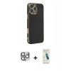 MARSİLYAN™- iPhone 16 Pro Max Kılıf Yankı Serisi - Şeffaf Pasifik Cam Ekran Koruyucu + Pers Alüminyum Kamera Lens - GI