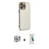 MARSİLYAN™- iPhone 16 Pro Max Kılıf Yankı Serisi - Şeffaf Pasifik Cam Ekran Koruyucu + Pers Alüminyum Kamera Lens - GI