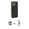 MARSİLYAN™- iPhone 16 Pro Max Kılıf Yankı Serisi - Şeffaf Pasifik Cam Ekran Koruyucu + PVD Metal Kamera Lens - GS