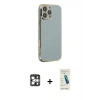 MARSİLYAN™- iPhone 16 Pro Max Kılıf Yankı Serisi - Şeffaf Pasifik Cam Ekran Koruyucu + PVD Metal Kamera Lens - GS