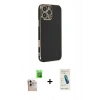 MARSİLYAN™- iPhone 16 Pro Max Kılıf Yankı Serisi - Şeffaf Pasifik Cam Ekran Koruyucu + Raze Metal Kamera Lens - NLGY