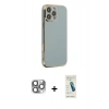 MARSİLYAN™- iPhone 16 Pro Max Kılıf Yankı Serisi - Şeffaf Pasifik Cam Ekran Koruyucu + Pers Alüminyum Kamera Lens - GI