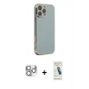 MARSİLYAN™- iPhone 16 Pro Max Kılıf Yankı Serisi - Şeffaf Pasifik Cam Ekran Koruyucu + Pers Alüminyum Kamera Lens - GS