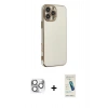 MARSİLYAN™- iPhone 16 Pro Max Kılıf Yankı Serisi - Şeffaf Pasifik Cam Ekran Koruyucu + Pers Alüminyum Kamera Lens - GS