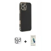MARSİLYAN™- iPhone 16 Pro Max Kılıf Yankı Serisi - Şeffaf Pasifik Cam Ekran Koruyucu + Pers Alüminyum Kamera Lens - GS