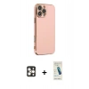 MARSİLYAN™- iPhone 16 Pro Max Kılıf Yankı Serisi - Şeffaf Pasifik Cam Ekran Koruyucu + PVD Metal Kamera Lens - GD