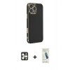 MARSİLYAN™- iPhone 16 Pro Max Kılıf Yankı Serisi - Şeffaf Pasifik Cam Ekran Koruyucu + PVD Metal Kamera Lens - GD
