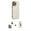 MARSİLYAN™- iPhone 16 Pro Max Kılıf Yankı Serisi - Şeffaf Pasifik Cam Ekran Koruyucu + Raze Metal Kamera Lens - SH