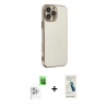MARSİLYAN™- iPhone 16 Pro Max Kılıf Yankı Serisi - Şeffaf Pasifik Cam Ekran Koruyucu + Raze Metal Kamera Lens - BZ