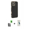 MARSİLYAN™- iPhone 16 Pro Max Kılıf Yankı Serisi - Şeffaf Pasifik Cam Ekran Koruyucu + Raze Metal Kamera Lens - SH