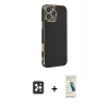 MARSİLYAN™- iPhone 16 Pro Max Kılıf Yankı Serisi - Şeffaf Pasifik Cam Ekran Koruyucu + PVD Metal Kamera Lens - SH