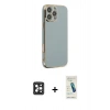 MARSİLYAN™- iPhone 16 Pro Max Kılıf Yankı Serisi - Şeffaf Pasifik Cam Ekran Koruyucu + PVD Metal Kamera Lens - SH