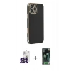 MARSİLYAN™- iPhone 16 Pro Max Kılıf Yankı Serisi - Siyah 360 Mat Full Body Arka Koruyucu + Bilvis Titan Kamera Lens - GS