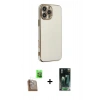 MARSİLYAN™- iPhone 16 Pro Max Kılıf Yankı Serisi - Siyah 360 Mat Full Body Arka Koruyucu + Çöl Titanyum Raze Metal Kamera Lens