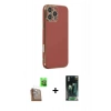 MARSİLYAN™- iPhone 16 Pro Max Kılıf Yankı Serisi - Siyah 360 Mat Full Body Arka Koruyucu + Çöl Titanyum Raze Metal Kamera Lens