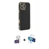 MARSİLYAN™- iPhone 16 Pro Max Kılıf Yankı Serisi - Siyah 3D Antistatik Cam Ekran Koruyucu + Bilvis Titan Kamera Lens - TMGI