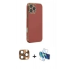 MARSİLYAN™- iPhone 16 Pro Max Kılıf Yankı Serisi - Siyah 3D Antistatik Cam Ekran Koruyucu + Pers Alüminyum Kamera Lens - CLTM